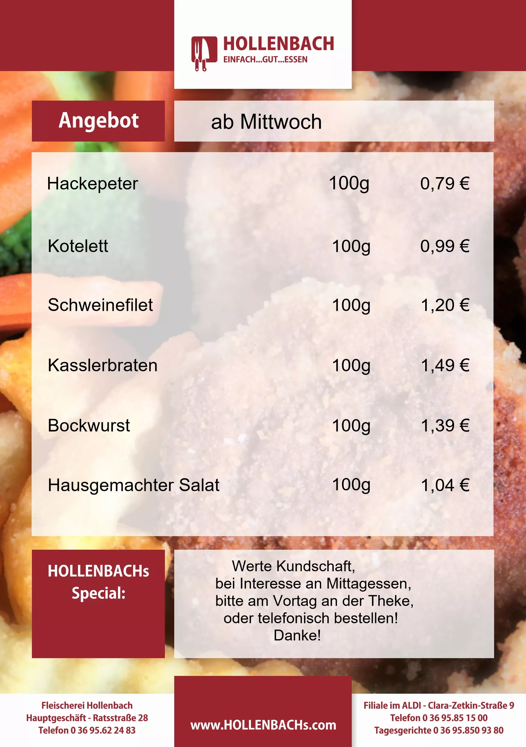 HOLLENBACHs Angebot der Woche