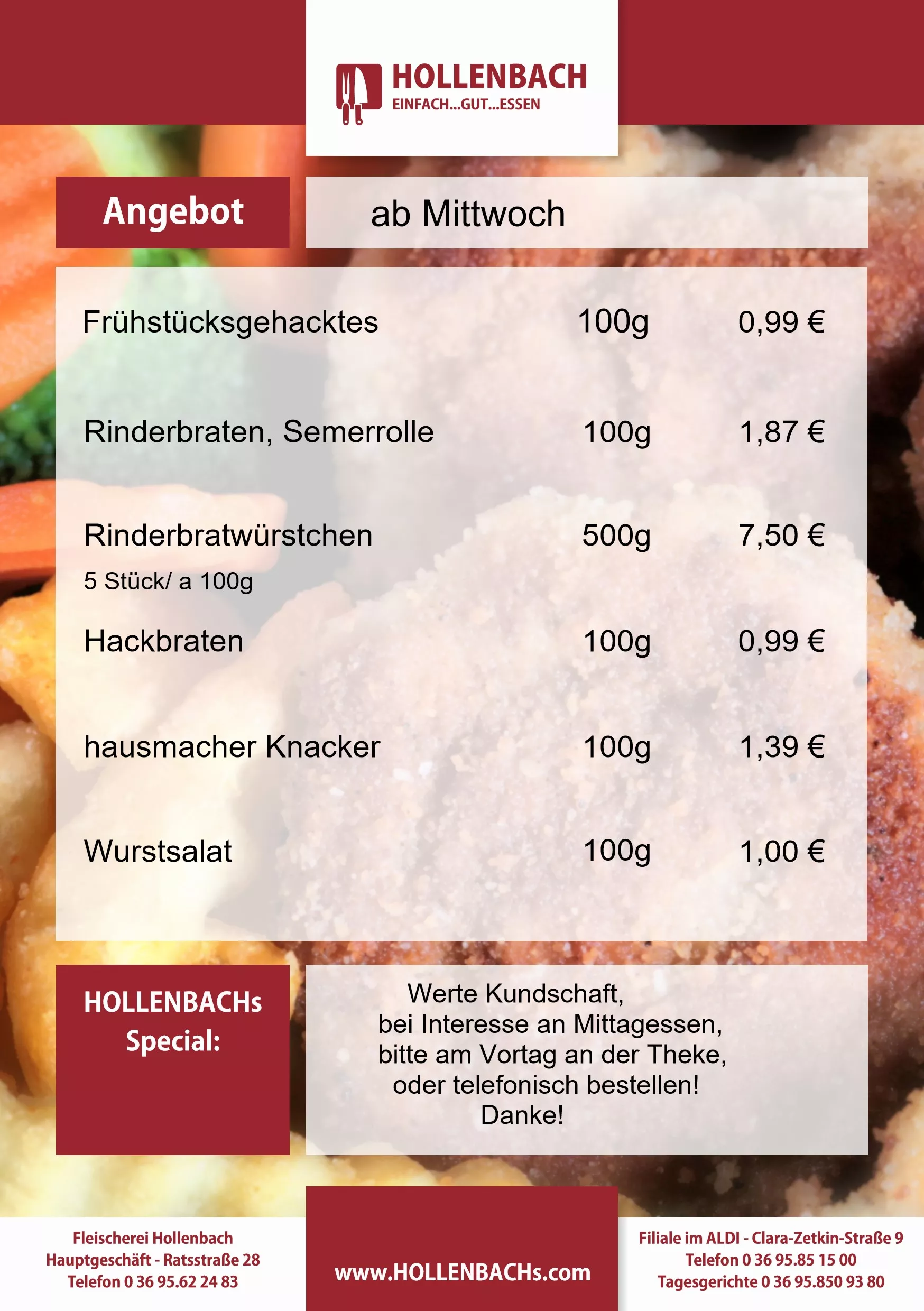HOLLENBACHs Angebot der Woche