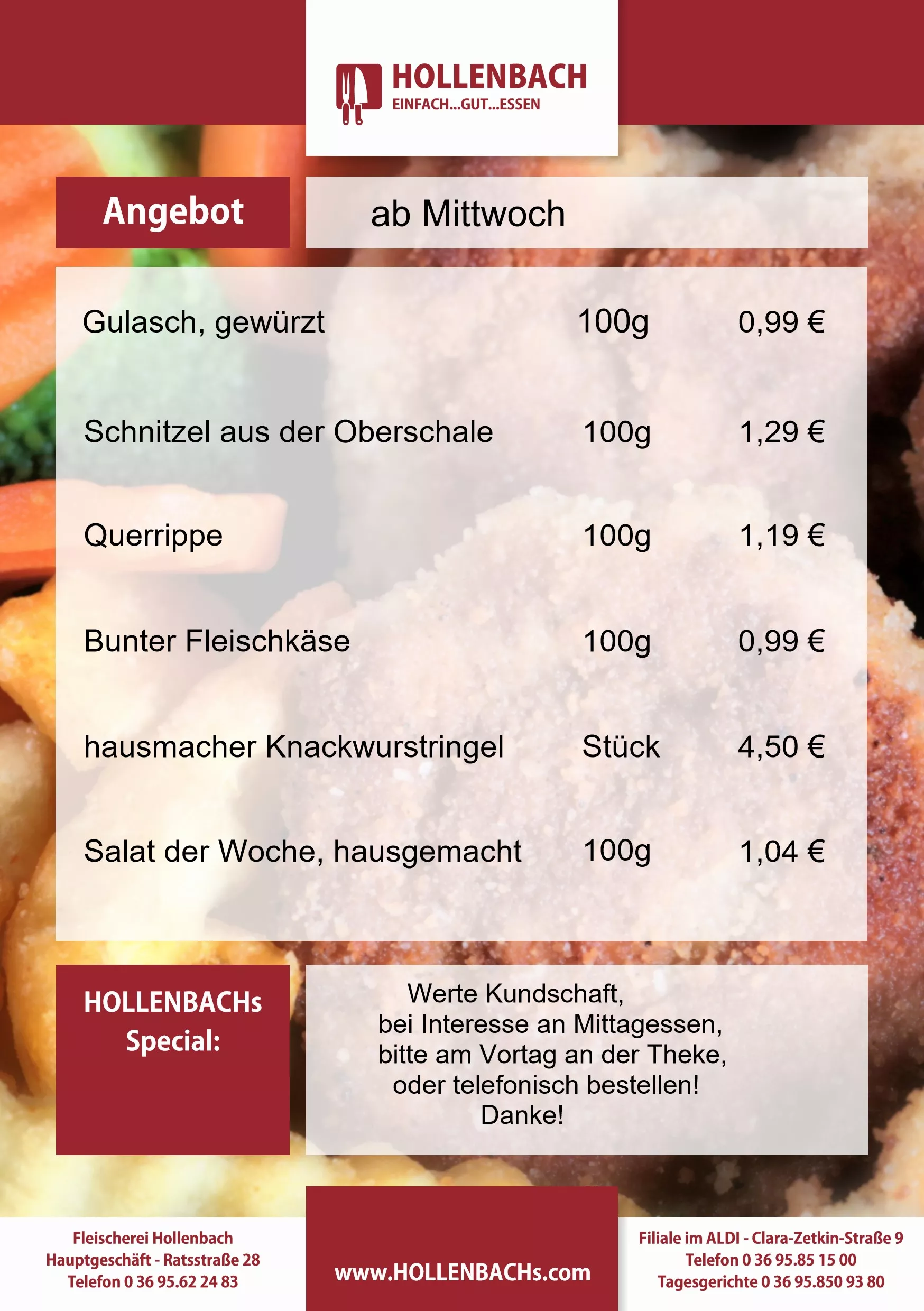 HOLLENBACHs Angebot der Woche