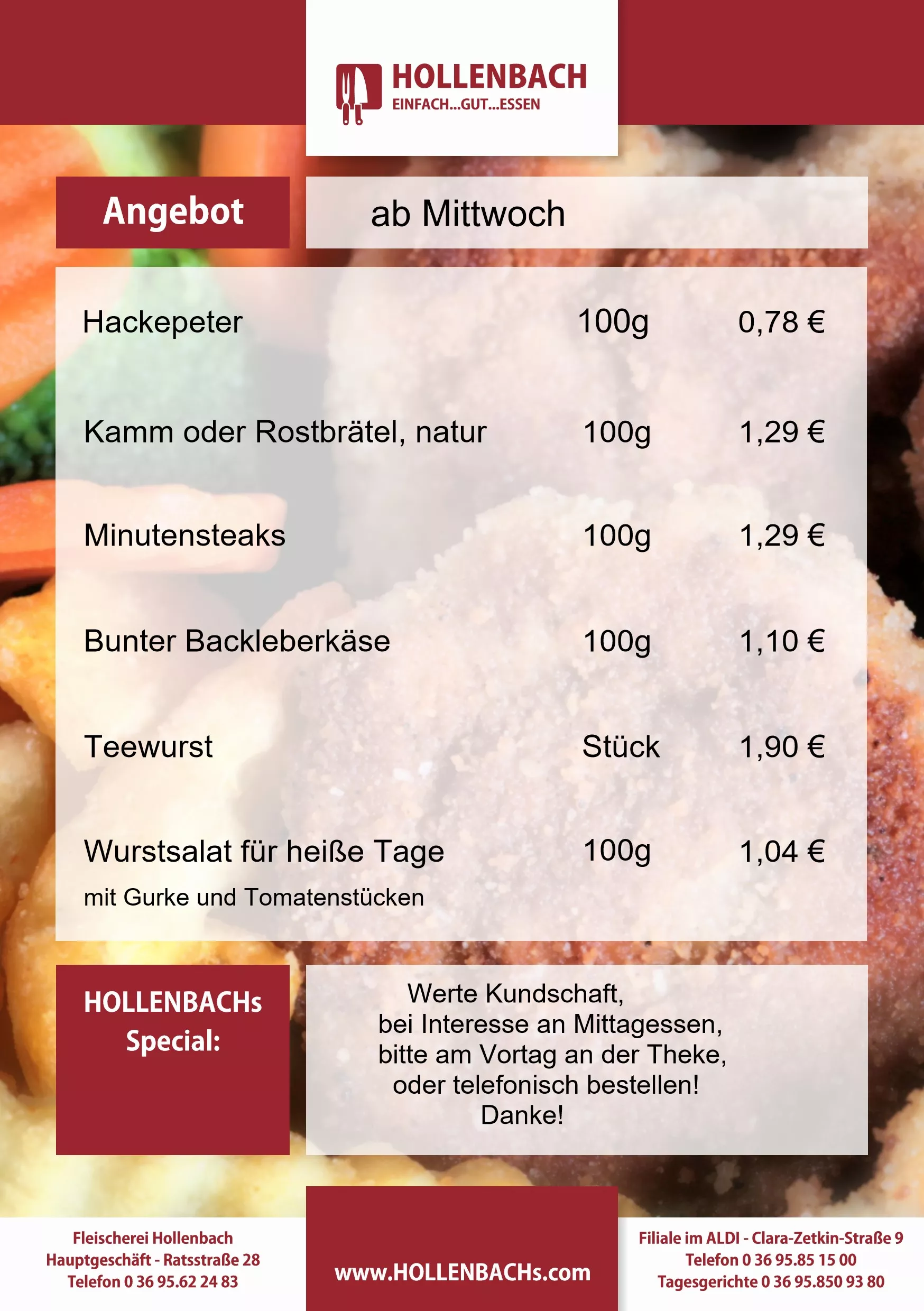 HOLLENBACHs Angebot der Woche