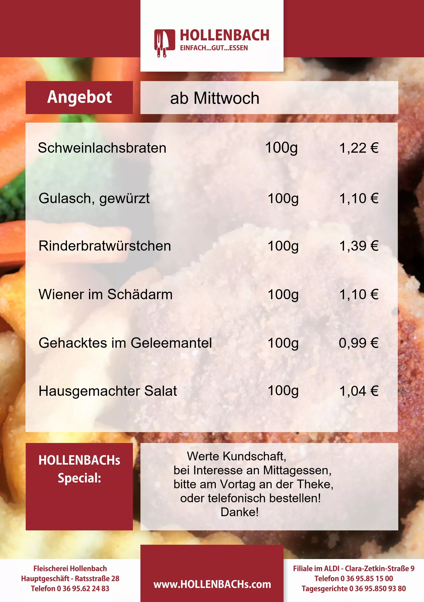 HOLLENBACHs Angebot der Woche